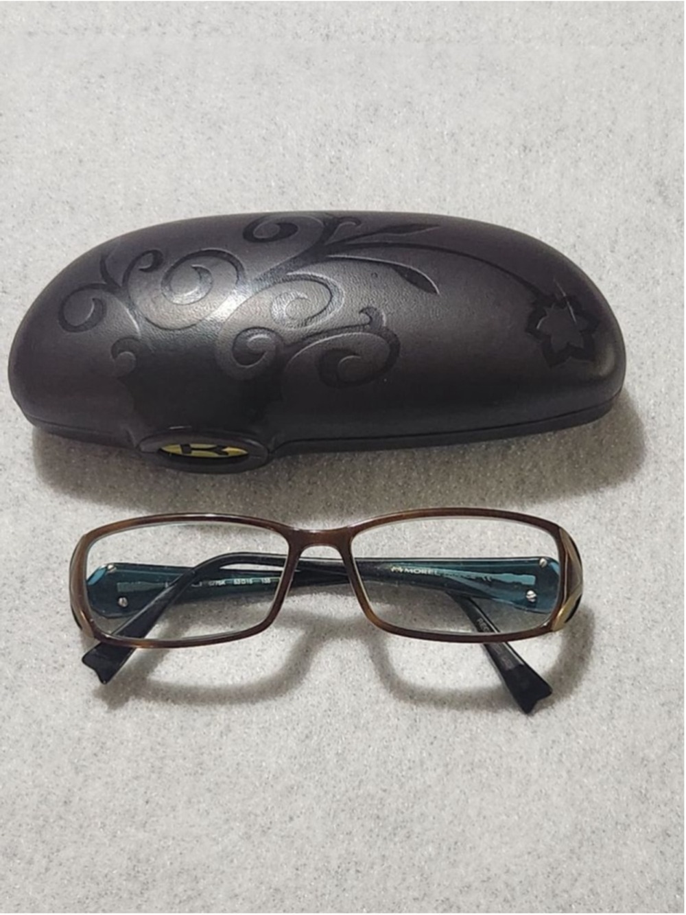Women's Koali 6775K Morel Brown Teal Rectangle Eyeglass Frames, Size 53 15 135